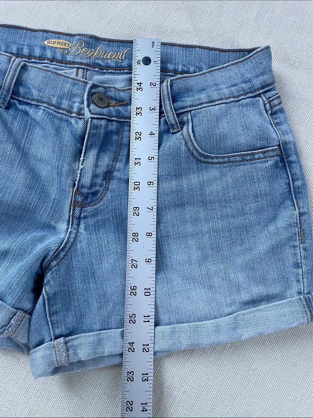 Old Navy Light Blue Denim Rolled-Hem Boyfriend Shorts